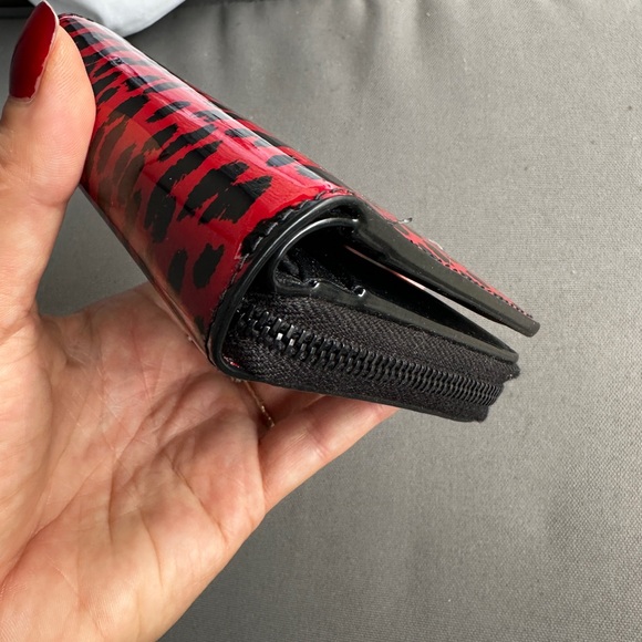 Saint Laurent wallet folding YSL 562796 baby cat leopard pattern zip rouge black - Picture 4 of 9